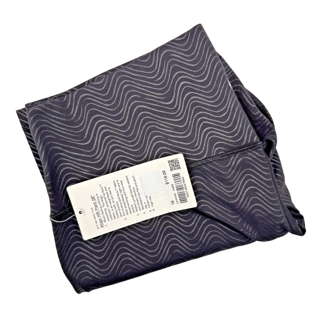 Lululemon Align Pant 28 Women 18 Aqueous Black Emboss High Rise Nulu LW5DA5S